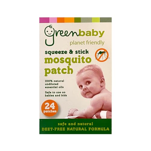 VIE Greenbaby Mosquito & Insect Protection Patches | Squeeze & Stick, DEET-Free Natural Formula |Safe for Babies & Kids | Effective Protection Against Mosquitoes (1 Count (Pack of 24))