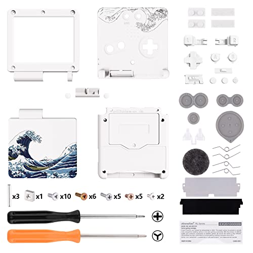 IPS Ready Upgraded eXtremeRate The Great Wave Custom Replacement Housing Shell for Gameboy Advance SP GBA SP – Compatible with Both IPS & Standard LCD – Console & Screen NOT Included