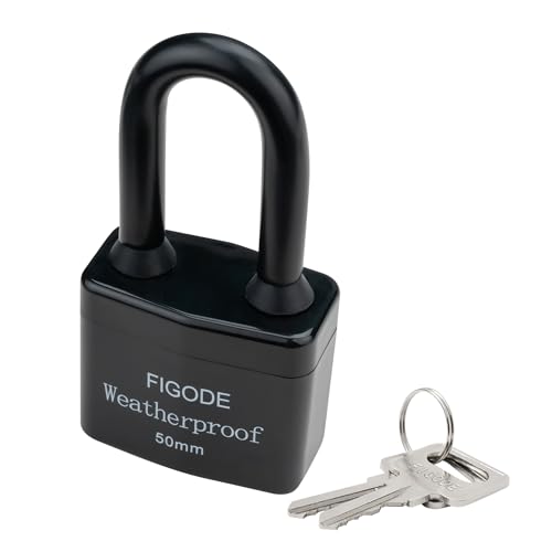 Image of FIGODE Outdoor Waterproof Padlocks, Covered Heavy Duty Laminated Steel Locks, Large Sturdy Locks, 2.2 in. Wide, 8 Locks Same Key, Long Padlocks