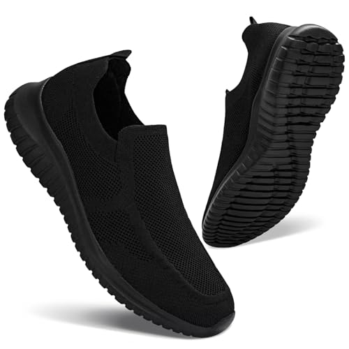 Image of konhill Men's Slip On Walking Shoes Lightweight Breathable Knit Tennis Sneakers Comfortable Casual Athletic Work Shoes for Gym Travel