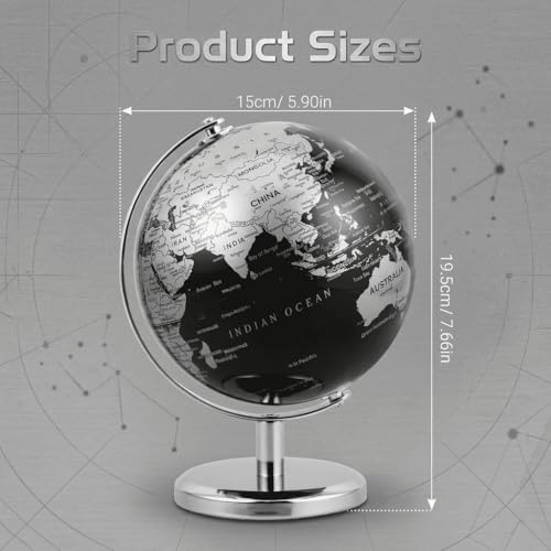 Globe terrestre de 15 cm avec support en bronze pour bureau - 5