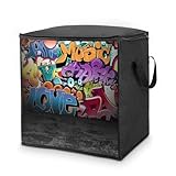 Cmagnifico Bolsas de almacenamiento de 70 L, caja de almacenamiento de graffiti hip hop con tapa con cremallera y asas, bolsas de ropa para edredón, mantas, ropa de cama