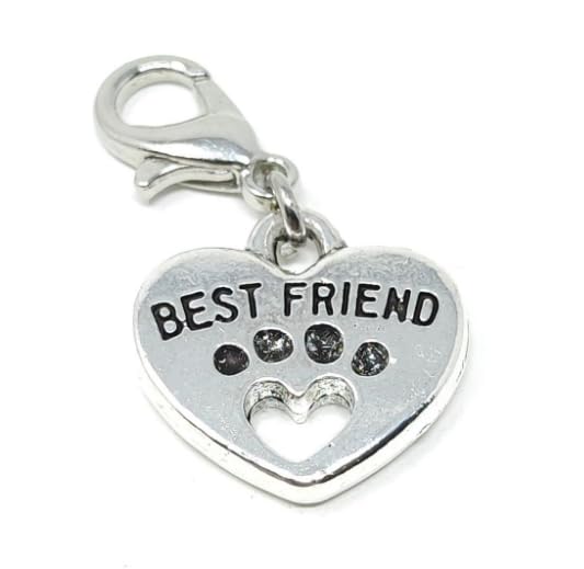 SILVER KNIGHT Dog Cat Rabbit 'Best Friend' Collar Charm Silver Tone Metal Heart Pet Puppy