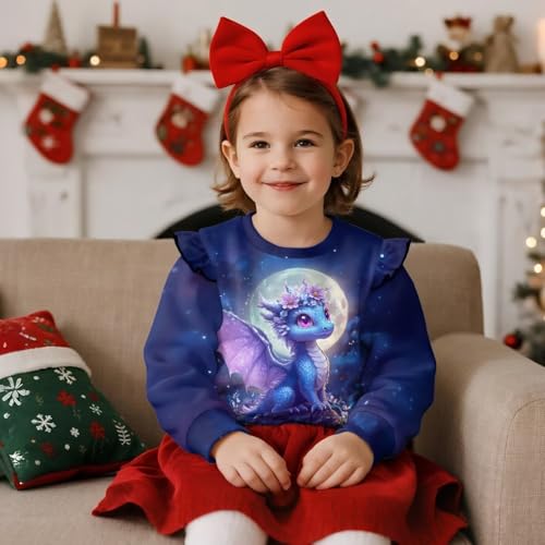 Xpyiqun Sweatshirt for Girls 1-8 Y Ruffle Pullover Top Casual Long Sleeve Shirt Kids Crewneck Sweater Streewear3