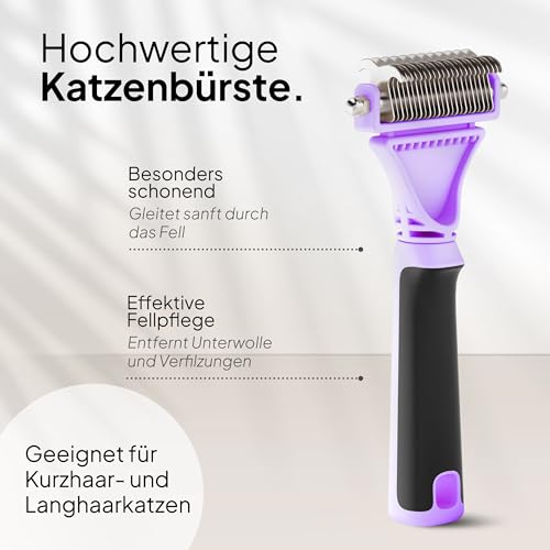 Pretty Paw Katzenbürste für empfindliche Katzen – Schonende Fellpflege mit Massageeffekt für Kurzhaar & Langhaar