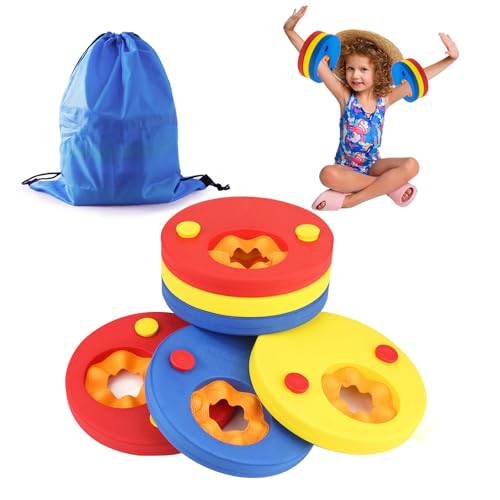 Manguitos Piscina para Niños, 6 Piezas Manguitos Bebe Desmontables Discos Evolutivos Discos Flotantes Espuma Delphin con Bolsa Almacenamiento Natación Aprendizaje Entrenamiento Piscina 2-6 saños