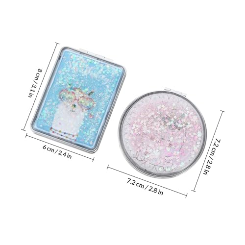 Espejos portátiles de maquillaje plegables doble faz 2 unidades miniatura 2