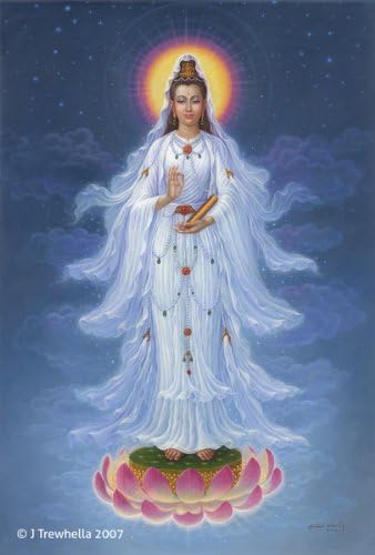 Quan Yin Art Prints - Goddess Of Compassion And Mercy Fine Art Prints - Unframed Limited Edition Giclée, Size A3, On Archival Paper - Quan Yin Holding The Sutra