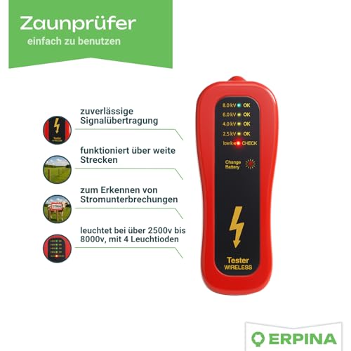 Zaunprüfer Erpina – kabelloser LED Weidezaunprüfer mit Sensor