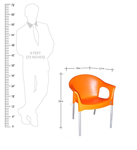 Image of Cello Metallo Chair Set Pack of 2 - Orange | Strong and Durable | Easy to Clean | Chair for Living Room, Bed Room, Kitchen, Office Room, Outdoor | 3 Years Warranty