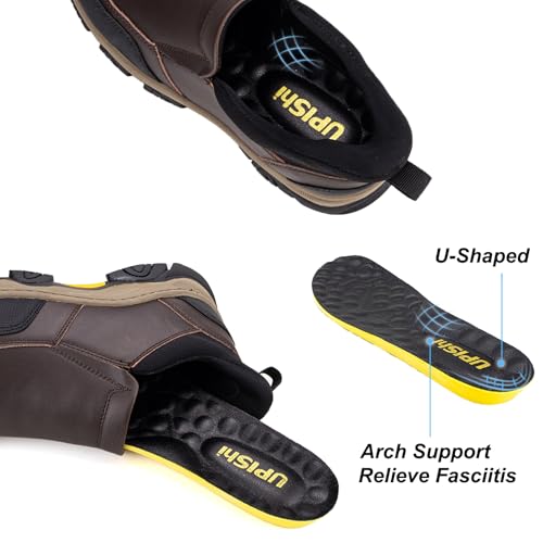 Image of UPIShi Men's Slip On Hands Free Waterproof Work Loafers Leather Walking Slip-Ins Casual Outdoor Office Business Cushioning Shoes