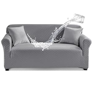 Tokokimo 100% Waterproof Sofa Cover 3 Seater – High Stretch Couch Cover for Dogs Universal Sofa Slipcover Non Slip Furniture Protector Jacquard Fabric (1 Piece, Grey)