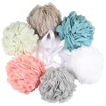 6 Pack 75g/Pc Large Loofahs Shower Sponge, Mesh Pouf Bath Sponges Exfoliating Body Scrubber Shower Scrunchies (B Color)