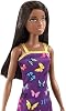 Muñeca Barbie (11.5 Pulgadas) con Vestido de Mariposas Coloridas y Estampado del Logo de Barbie y Tacones de Tiras, Edades 3 y Más 6