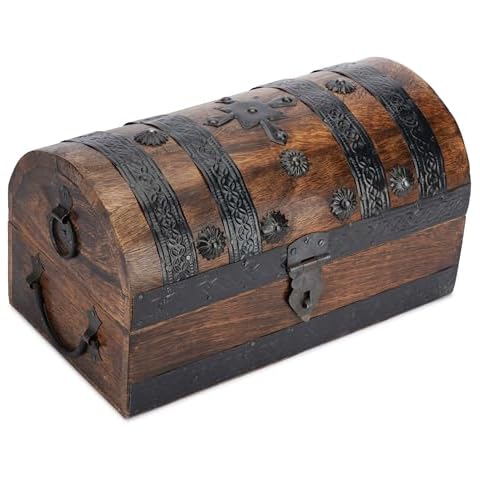 Ajuny Handcrafted Wooden Pirate Treasure Chest Cover