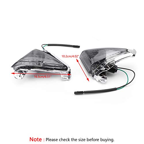 Areyourshop Front Turn Signals For Lens for Kawasaki ZX14R 2006-2010, ZX10R 2006-2007, ZX636/ZX6R 2005-2010, Ninja 650F 2006-2008, Concours 2008-2010 (Smoke)