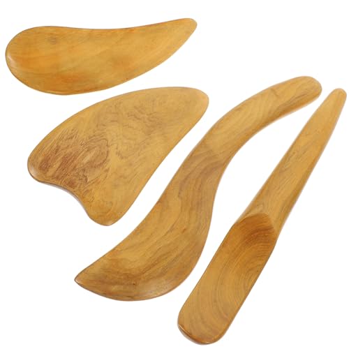 Anneome Raspador Facial de Madera 4 Piezas Multifuncional para Masaje Corporal y Relajación Herramienta de Masaje para Spa Diseño Ergonómico Adecuado para Cuidado Piel y Bienestar
