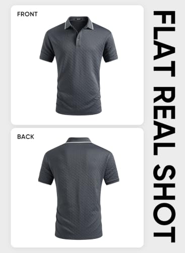 Image of JMIERR Mens Casual Polo Shirt Short Sleeve Vacation Button Summer Beach Knit Stretchy Golf Shirts