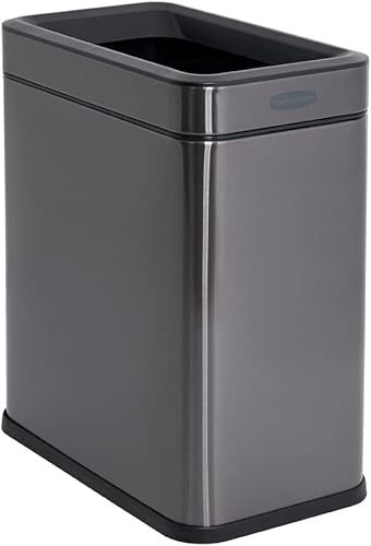 Rubbermaid Basurero de acero inoxidable para oficina, hogar y baño, 2.6 galones, carbón