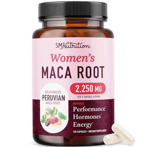 Organic Maca Root Capsules for Women | Peruvian Maca 2250MG Extra Strength | Red, Black & Yellow...