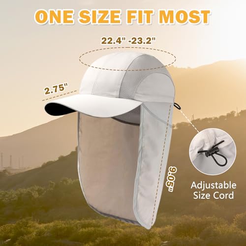 Image of Mens Sun Hat with Breathable Mesh Sun Hats for Men Sun Protection Fishing Hat with Neck Flap for Hiking Cycling