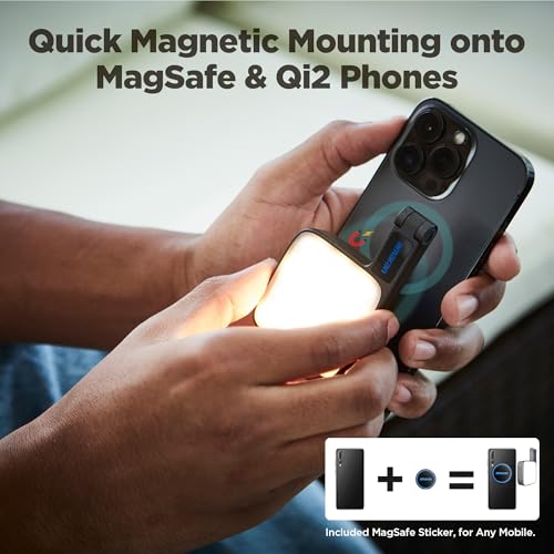 Image of Amaran Go Magnetic Selfie Phone Light, Compatible with MagSafe & Qi2 Magnets, Dual LED Light Source with Adjustable Mirror Light & CCT (2700K-6500K), for Selfies, Makeup, & Content Creation (Charcoal)