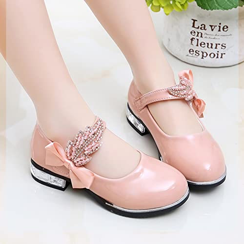 Baby Girl Shoes, 3-13 Years Little Girls Kids Low Heel Bowknot Princess Shoes Wedding School Party Dress Shoes3