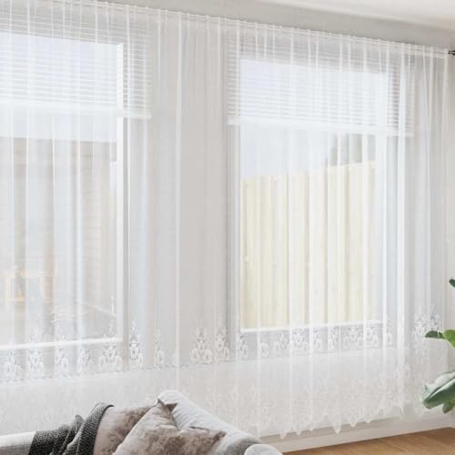 Annlera Cortinas que filtran la luz, elegante cortina decoración de escaparate para salón, dormitorio u oficina, estilo translúcido, color blanco, 400 x 260 cm