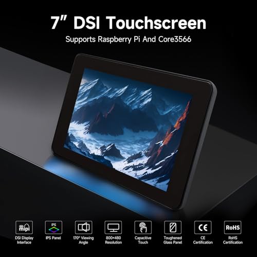 Image of KLAYERS LUCKFOX DSI Display for Pi 5 /4B /CM4 /CM3 Support 3D Printing, Capacitive Touch 800x480, Toughened Glass LCD Panel for Raspberry Pi 5