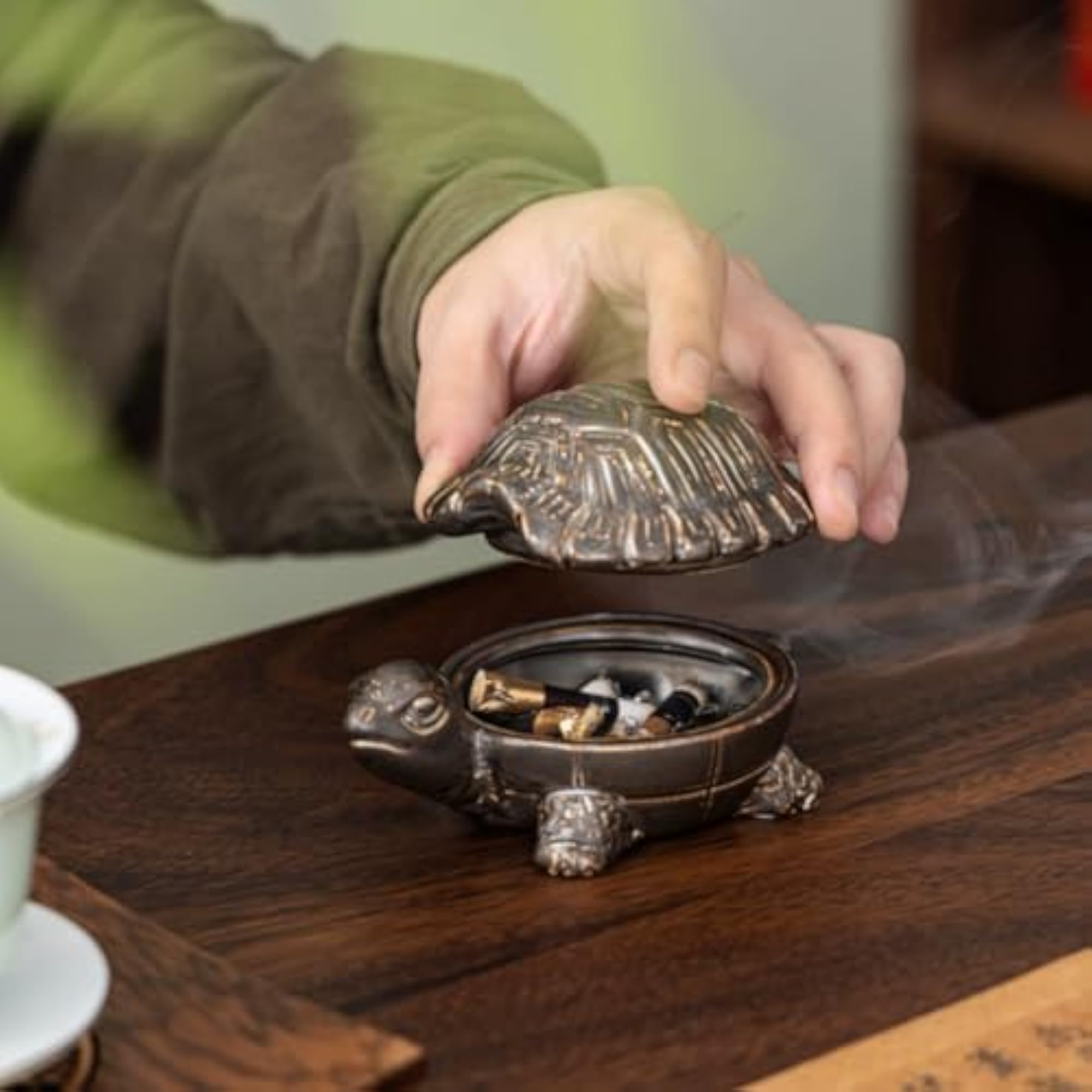 Turtle Ashtray, Handmade Ceramic for Cigarettes