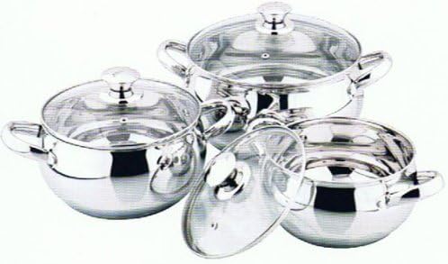 R and B Import P-300 Germany Mega Cook 3 Piece Apple Shape Pot Stainless Steel