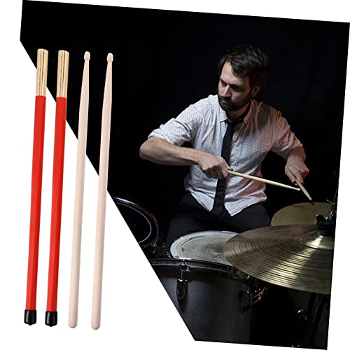 Set de accesorios para batería BESPORTBLE 9 piezas con baquetas de madera, cepillos de alambre y cepillos de jazz para percusión miniatura 4