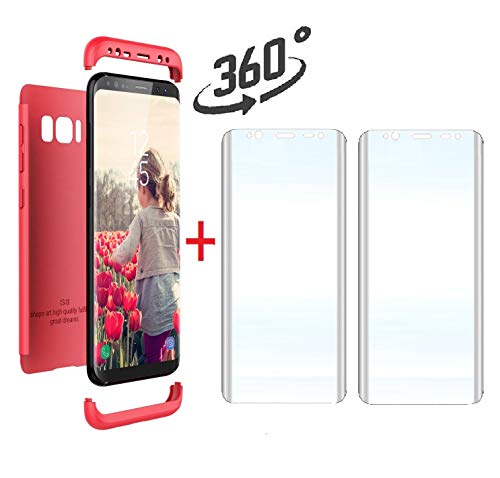 hyujia Compatible Samsung Galaxy S8 Funda(2018) Carcasa 360°Ultra Fina Protectora cojín+Vidrio Templado Pantalla Protector,3 in 1 PC Hard Caja...