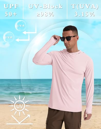 Askdeer Men's UPF 50+ Fishing Shirts Long Sleeve Lightweight Sun Protection Hoodie Shirt UV Hiking Rash Guard Shirts2
