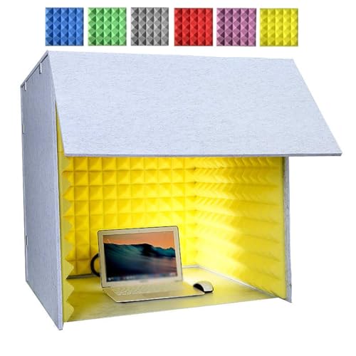 Cabina de Escritorio Portátil para Aislamiento Acústico, Cubierta de Escritorio para Sonido, Caja de Cabina de Sonido, Escudo de Aislamiento, Absorbedor Vocal para Micrófono, Estudio de Grabación (Azul) miniatura 1