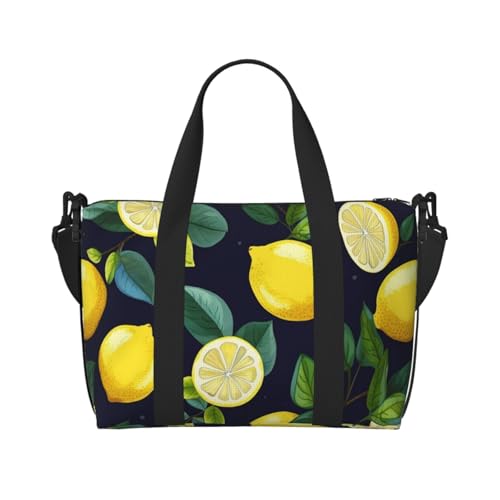 Travel Duffel Bag for Men Gym Bag, Lemon fruit Luggage Bag with Shoulder Strap, Large Gym Tote Bag for Women, Weekender Overnight Bag, Foldable Carry on Bag for Airplane