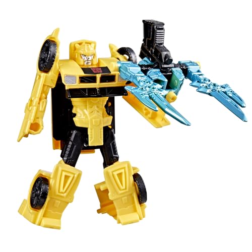 Transformers Hasbro Cyberworld, Bumblebee, Figura de Ação 2 em 1, Robô de Brinquedo ou Carro Esportivo Amarelo, Acessório de Canhão, Colecionável, Presentes dos Reis Magos para Meninos e Meninas
