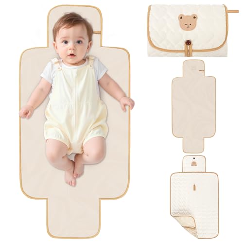 Fefod Matelas a Langer de Voyage, 87 x 57cm Tapis à Langer Bébé Portable et Pliable, Pliable Couche Diaper Changer Mat Tapis Bag Compact, Matelas à langer Léger,...