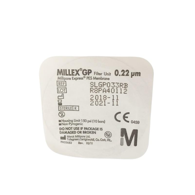 Unidad de filtro de jeringa de laboratorio 33 mm Millipore Membrana de filtro de polietersulfona PES 0,22 um Esterilizado SLGP033RB 50 piezas