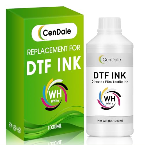 CenDale Premium DTF White Ink - 1000ML No Sediment White DTF Ink for Epson ET-8550, L1800, XP15000, L800, R2400, R350, P400, P800 DTF Printers, High Opacity, Clog-Resistant Formula, Smooth Ink Flow