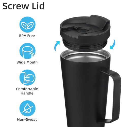 Image of Konokyo 18 oz Insulated Tumbler with Handle & Straw, Stainless Steel Mug