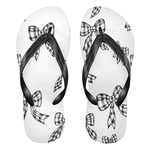Nander Black and White Bow Tie Sandal Flip Flops of Men's & Women's,Beach Slippers Flip Flops Shower Shoes