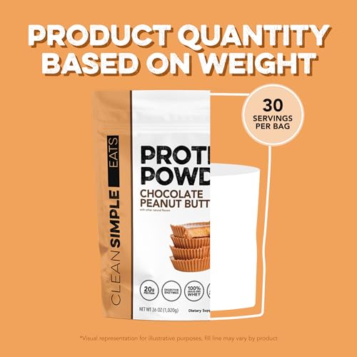 Image of Clean Simple Eats Whey Isolate Protein Powder, Chocolate Peanut Butter, Naturally Sweetened, 0 Added Sugar, 20g 100% Grass Fed Protein Powder with Digestive Enzymes, Gluten Free, Non GMO, 30 Servings