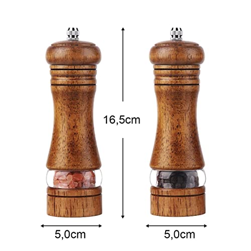 2Pcs Molinillos de Pimienta con Palet de Madera