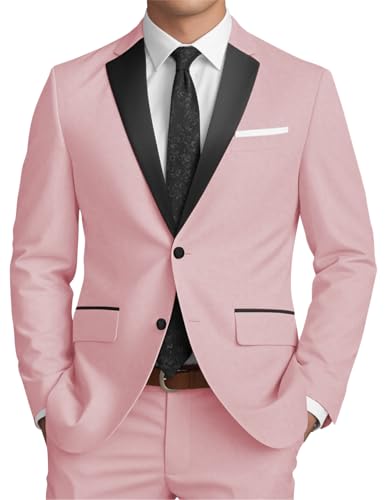 SUZHIMO Men's 2 Piece Suits Slim Fit Suits for Men 2 Button Notched Lapel Blazer Pants Suit for Wedding Prom