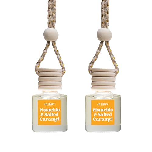 CE Craft Car Air Hanging Fragrance Oil Diffuser, Car Air Freshener Diffuser for Essential Oils, Scents Fragrance Aromatherapy Automobile Diffuser, Long Lasting Car Fresh (Pistachio & Salted Caramel)