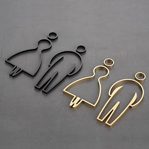 Moderno juego de letreros de baño de aleación de aluminio para hombres y mujeres, para hotel, tienda, estacionamiento, centro comercial, restaurante, señalización de inodoro