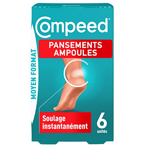 Compeed® - 6 Pansements Ampoules Hydrocolloïdes - Seconde Peau - Cicatrisation Rapide - Moyen Format (6,8 x 4,2 cm) Cover