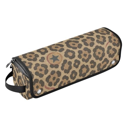 Bolsa de viaje para herramientas de cabello para mujer con base resistente al calor para planchas, rizadores y secadores de pelo, estampado vintage de leopardo americana