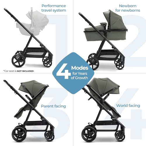 Image of Mompush Baby Stroller, Convertible 2-in-1, Infant Car Seat Compatible, Includes Adapter - Sturdy Full-Size Infant Stroller for Family Adventures